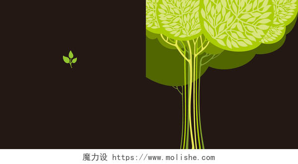 小清新绿色创意环保画册封面背景